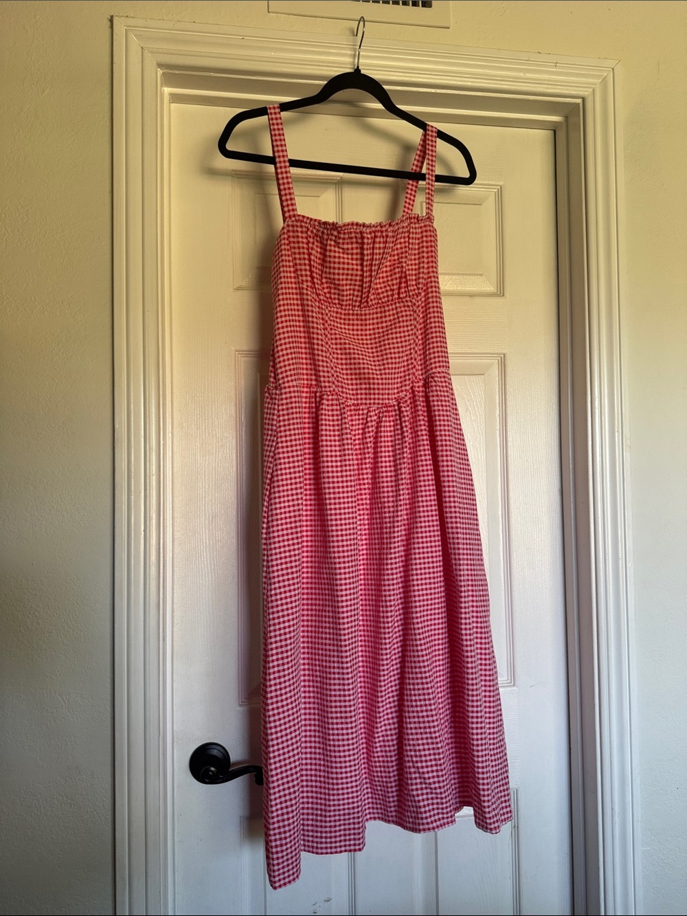 wild fable Red Gingham Midi Sundress with Straps